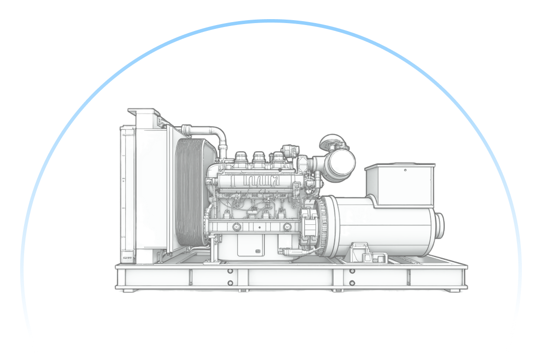 Smart diesel generator visual showing compact industrial design.