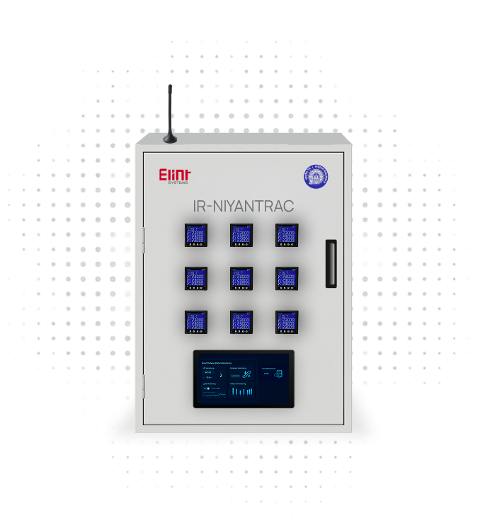 IR Niyantrac IFD device installed on a railway station water pump for remote monitoring and automated operation.