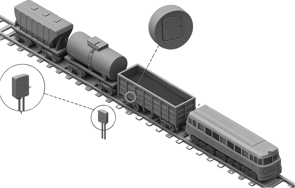 Smart railway wagon monitoring system with IoT sensors for condition monitoring and predictive maintenance.